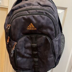 adidas Black Backpack with Gold Logo and Zipper Accents